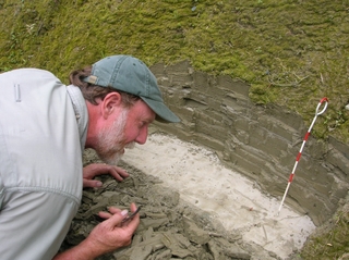 McFaddan examines lake deposits